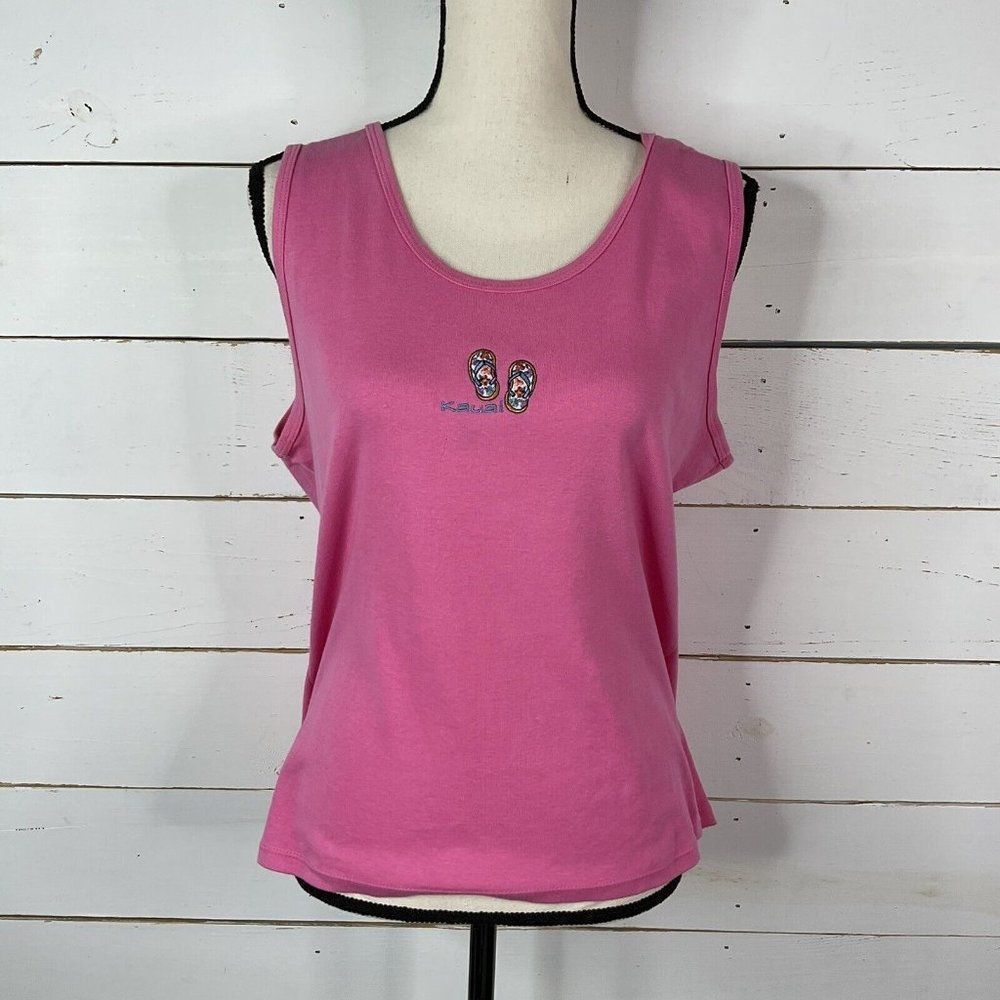 New Leisure Hawaii Tank Crop Women's Shirt Pink 2X - Fits Size Large see Pics